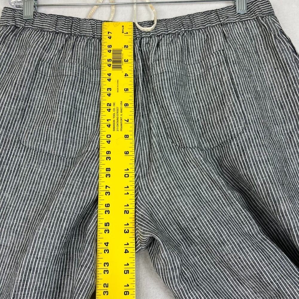 Coldwater Creek Women's Pants Size PL Linen Blue Striped Cropped Beachy Nautical - Picture 11 of 12